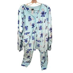 Disney - Lilo & Stitch - Top and Bottom PJ Pajama Set - 1/4 Button - Adult 3X